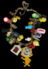 Antique/Vintage Cracker Jack Toy Prize Necklace Some Rare Charms 22” picture