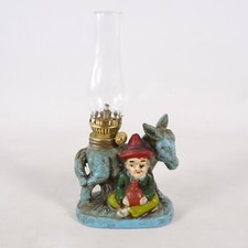 Vintage Lugene's Hillbilly Donkey Ceramic Mini Kerosene Oil Lamp Desk Lantern picture