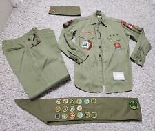 Vintage 1950s Sanforized BSA Boy Scout Uniform, Sash Badges, Pins Memorabilia picture