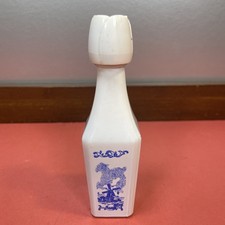 Vintage Vandermint Dutch Windmill Milk Glass Empty Liquor Bottle with Tulip Top picture