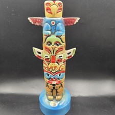 1972 Ezra Brooks Tiki Totem Pole Empty Whiskey Decanter beautiful Foil Sticker picture