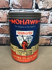 Vintage 1940's Mohawk 1 lb Combination Tube Gum 1600 Empty Can Akron, OH picture