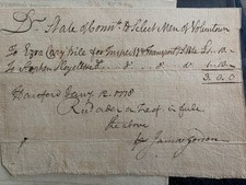 Revolutionary War Receipt Signed by James Gordon in 1778 w/ COA picture