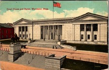 Court House and Statue Worcester Mass Postcard J.I. Williams picture