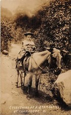 J28/ Camp Perry Ohio RPPC Postcard c1910 Mule Ride Child Military 117 picture