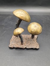 Vintage Hand Crafted Brass/Cast Iron Mushrooms Sculpture 