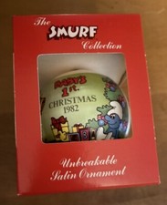 Vintage Smurf Baby’s 1st Christmas Satin Ornament picture