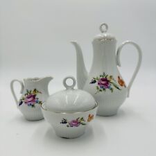 JlMenau Graf Von Henneberg Tea Set White Floral Porcelain German Demitasse 1777 picture