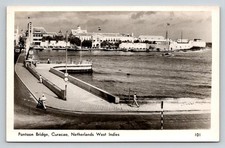 Curacao Netherlands West Indies Pontoon Bridge RPPC A. Mainzer Postcard 1940s picture