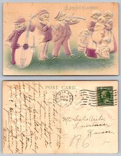 1911 Embossed Easter Chicks Postcard - German Made Music & Family Scene picture
