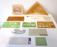 Lot Of 11 Vintage Drafting Drawing Templates Martin C-Thru AB Dietzgen Berol CH picture
