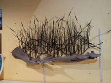MASSIVE MCM VTG C Jere Era Brutalist Kinetic Copper Cattails Wall Art Sculpture  picture