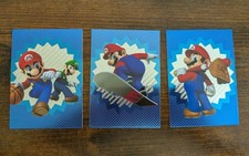 Lot - 3 Cards 2022 Panini Super Mario Bros Sport Cards Mario Blue Foil picture