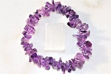 CHARGED Premium (Light) Natural Amethyst Crystal Chip Stretchy Bracelet + Heart picture