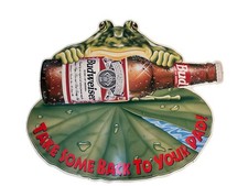 Vintage 1995 Budweiser With Frog On Lily Pad “Take Some Back To Your Pad” Sign picture