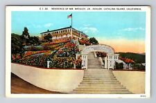 Catalina Island CA-California, Residence WM Wrigley, Vintage Postcard picture