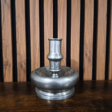 Antique 17th/18th Century Bulbous Base Pewter Candlestick Early European picture