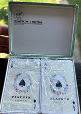 Vintage Piatnik Vienna Austria Deluxe Double Deck Playing Cards Gilt Edged picture