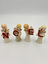 Vintage Original Tilso Japan Ceramic NOEL Christmas Angel Candle Holders picture