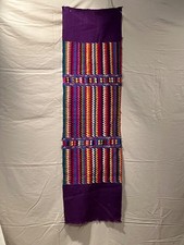 VINTAGE GUATEMALAN HANDMADE EMBROIDERED BLUE FABRIC picture