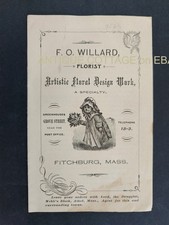 c1880 antique F O WILLARD fitchburg ma FLORIST advertising  picture