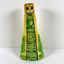 Vtg 1960s Japan Paper Mache Big Eye Lady Candle Holder Mid Century Folk Art Girl picture