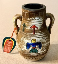 VTG Black Hills South Dakota Souvenir Pottery Vase Thunderbird w/ Tag 6.5 in picture