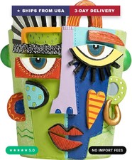 Mint Green Abstract Face Planter Pot/Picasso Flower Pot, Unique Head Planters fo picture