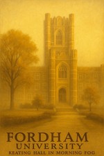 Fordham University Poster 🌳🏰 - Keating Hall in Morning Fog 24x36” - Premium picture