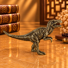 Solid Vintage Brass T-Rex Statue Tyrannosaurus Rex Dinosaur Gift Dino Figurine picture
