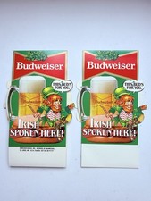 Vintage 1980s Budweiser Irish Spoken Here St Patrick’s Display Signs Lot of 2 picture
