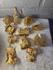 Vintage Danbury Mint Gold Plated Christmas Ornaments Lot of 11 - Intricate Metal picture