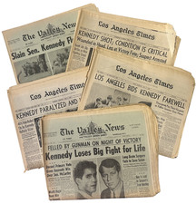 VINTAGE Robert Kennedy RFK COMPLETE Newspapers June 5-7 1968 Collectible picture