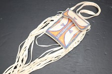 VTG Plains Indian Native American parfleche bag Painted tan leather purse Pouch picture