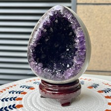 3 lb  Amethyst Geode Egg Purple Druzy Display Collectible Decor Piece picture