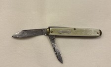 Camillus USA Pen Knife 2-Blade Mint Green Celluloid Vintage W/ With Shield 3” picture