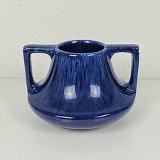 Vtg Haeger Blue Drip Glaze Miniature Vase Double Handle Arts Crafts 3.5