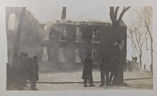 RPPC Vintage Fire Disaster Antique Building Blaze Onlookers Cyko Paper Postcard picture