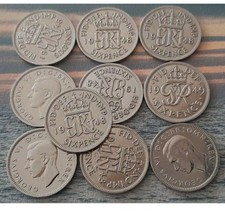 Vintage UK 6 Pence Coins 1948-1951 Set, Silver, Polished, Lucky Collectible picture