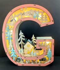 Anthropologie Wonderland Scene Monogram Light-Up Holiday Decoration Letter G 12