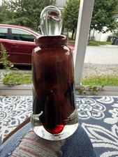 D Jacob Signed Studio Art Glass Sommerso Perfume Bottle Dated 2002 Plum Clear picture