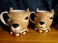 Set of 2 Williams Sonoma 'Twas the Night Before Christmas Reindeer Figural Mugs picture