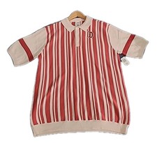 Disneyland Disney Parks Dapper Dan Red Striped Knit Polo Shirt Large (MSRP $78) picture