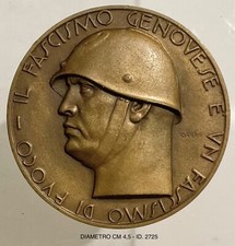 GENOVA IL CAPO DEL GOVERNO FEDERAZIONE F… DI COMBATTIMENTO MEDAGLIA A.XVI° 1938 picture