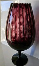 Large Empoli Optic Amethyst Purple Scalloped Rim Brandy Snifter 15