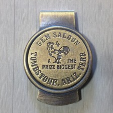 Gem Saloon Tombstone Solid Brass Money Clip picture
