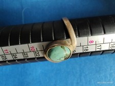 VTG Patina Turquoise Cabochon Gemstone Statement Ring Size 8.75 Boho Healing picture
