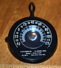 Vintage C&H Sales -Skelgas Advertising Black River Falls, WI Skillet Thermometer picture