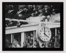 FRAMED 1966 LE MANS D-DAY RACE START CLOCK B&W 11X8.5 VINTAGE PHOTO REPRO picture