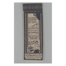 1920s-1930s Universal Match Matchbook Cover A Schwartz & Co Cleaners Oak Park IL picture